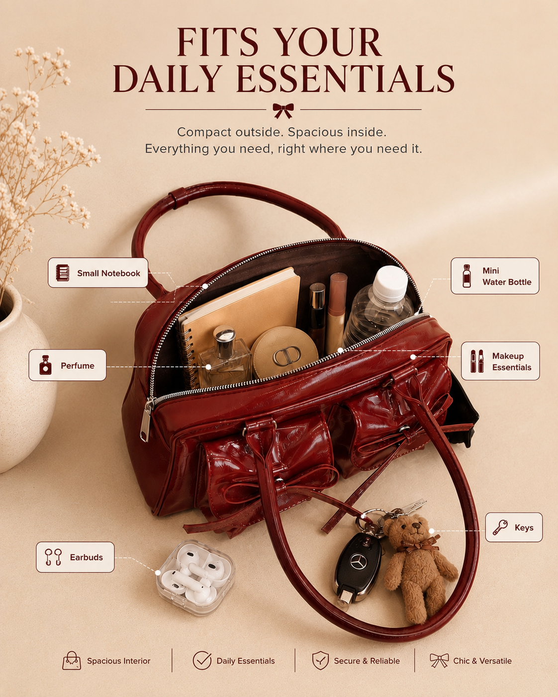 Cerise Bow Bag